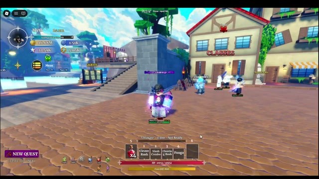 Cursed King skill hotbar near Classes hub in Dungeon Lootr