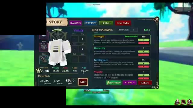 Stat Info Strength recommended plus Intelligence for Hawk Commander in Dungeon Lootr