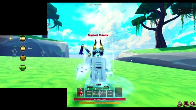 Hawk Commander moveset aura with skill hotbar visible in Dungeon Lootr