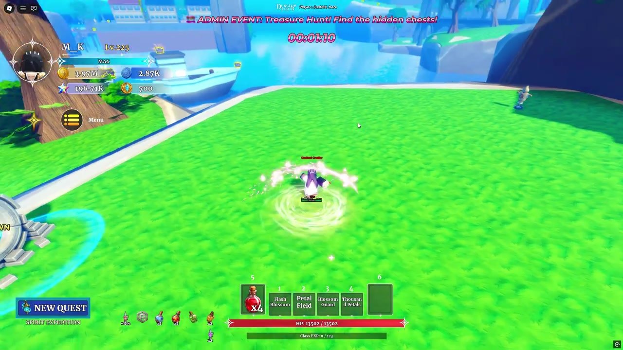 Petal Captain casting a ring effect around the character in an open field