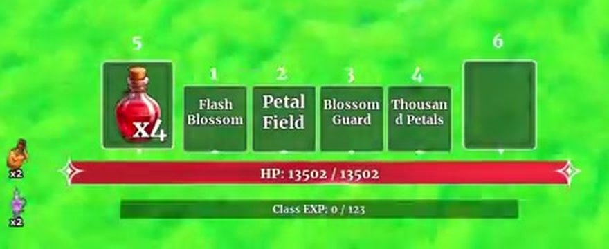 Petal Captain hotbar with Flash Blossom, Petal Field, Blossom Guard and Thousand Petals and no Ultimate bar