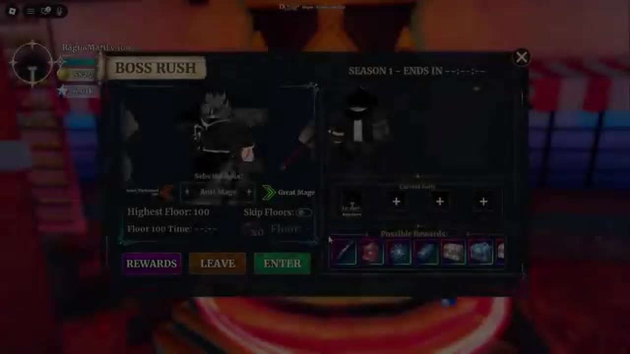 Boss Rush select showing Anti Mage route in Dungeon Lootr