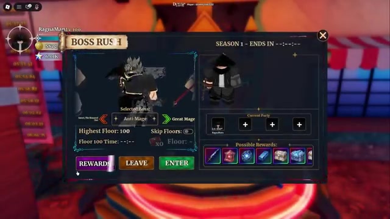 Anti Mage selected in Boss Rush lobby in Dungeon Lootr