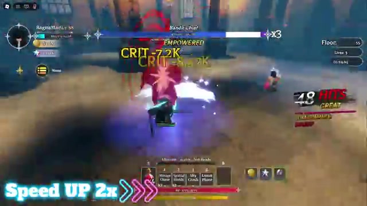 Boss Rush floor HUD during an Anti Mage run in Dungeon Lootr