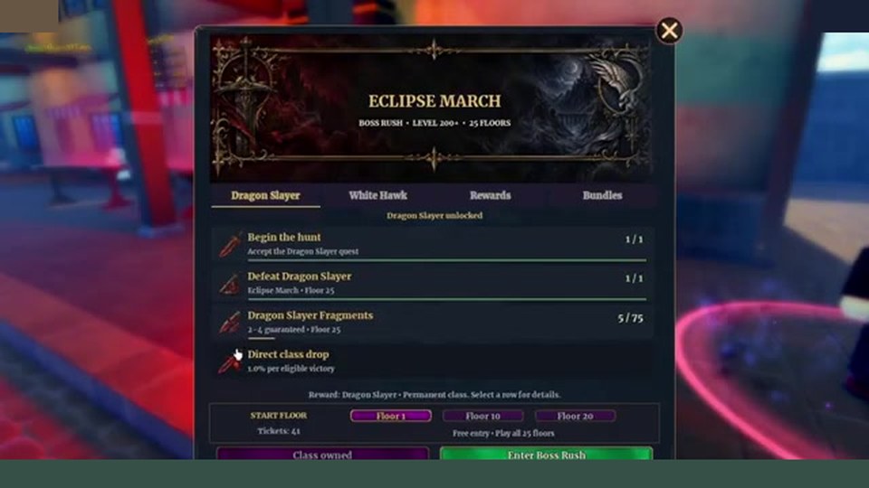 Eclipse March fragment board Dragon Slayer tab in Dungeon Lootr