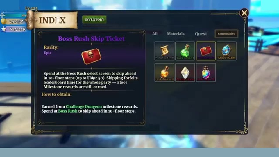 Boss Rush Skip Ticket Index how to obtain in Dungeon Lootr