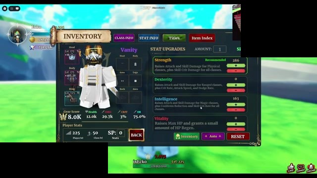 Stat Info Strength recommended Dragon Slayer build in Dungeon Lootr