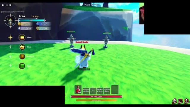 Dragon Slayer skill hotbar on dummy platform in Dungeon Lootr