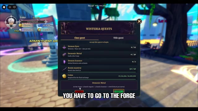 Forge path for Demonic Metals toward Lone Crescent turn-in in Dungeon Lootr
