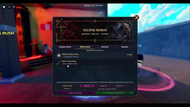 White Hawk Crest 0/50 and 1.5% instant unlock on Eclipse March board in Dungeon Lootr