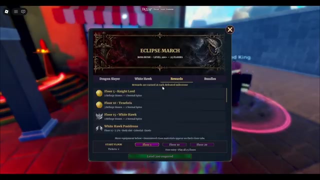 Eclipse March Floor 15 rewards for White Hawk in Dungeon Lootr